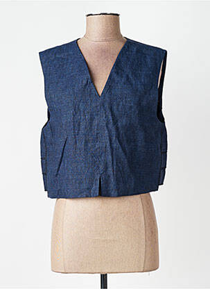 Top col v sans manche bleu CPC femme