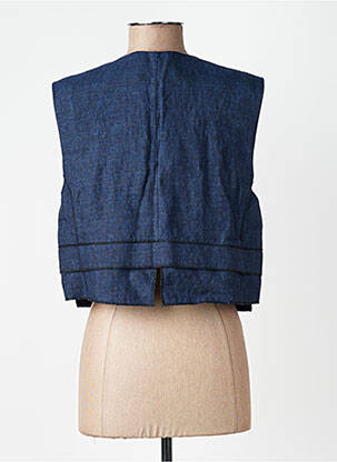 Top col v sans manche bleu CPC femme