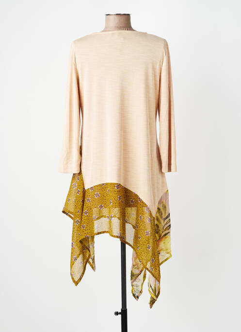 Tunique manches longues tissage crêpe beige ALEMBIKA femme