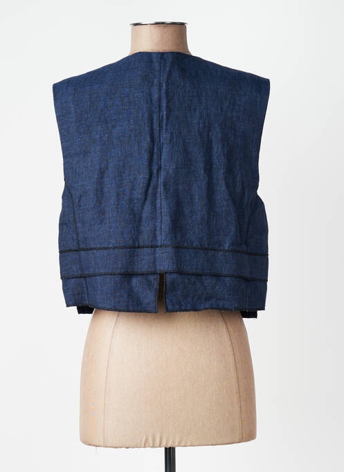 Top col v sans manche bleu CPC femme