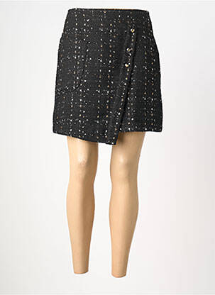 Jupe courte tissage tweed noir LA FEE MARABOUTEE femme