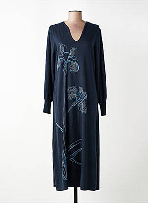 Robe longue manches longues manches longues bleu LA FEE MARABOUTEE femme