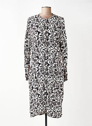 Robe mi-longue imprimé fleurs manches longues noir HARRIS WILSON femme