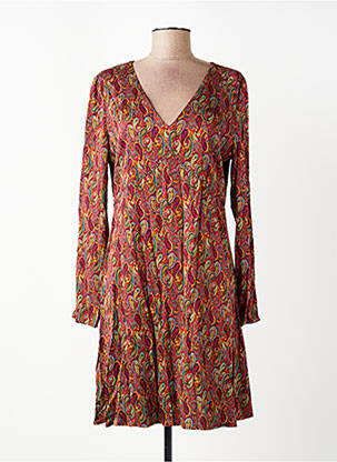 Robe mi-longue coupe fluide manches longues rouge SURKANA femme