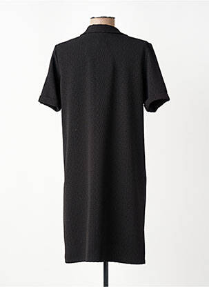 Robe mi-longue tissage crêpe manches courtes noir TODAY femme