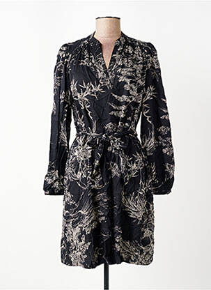 Robe mi-longue coupe fluide manches longues noir LA FEE MARABOUTEE femme