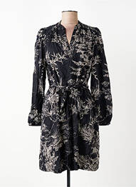 Robe mi-longue coupe fluide manches longues noir LA FEE MARABOUTEE femme