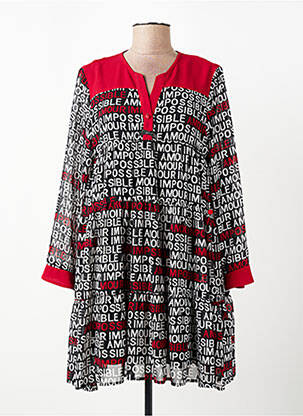 Robe mi-longue coupe fluide manches longues rouge POUPÉE CHIC BY MERCEDES DE MIGUEL femme