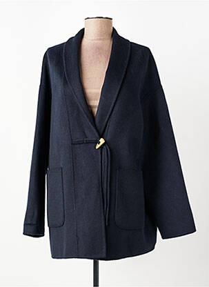 Manteau court coupe droite sans capuche bleu LA FEE MARABOUTEE femme
