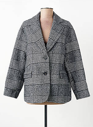 Manteau court coupe droite sans capuche noir BSB femme