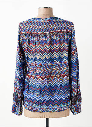 Blouse tissage popeline manches longues bleu LA FEE MARABOUTEE femme