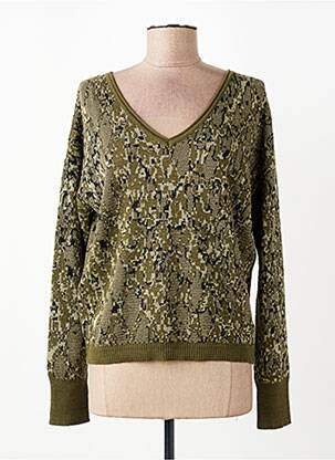 Pull col v manches longues vert EVA KAYAN femme