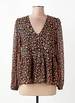 Blouse imprimé fleurs manches longues noir LA FEE MARABOUTEE femme