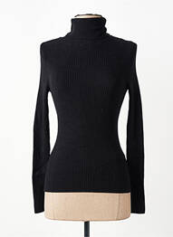 Pull col roulé tissage côtelé manches longues noir LA FEE MARABOUTEE femme