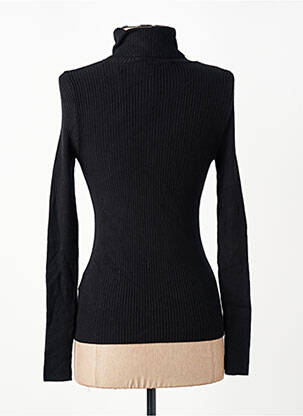 Pull col roulé tissage côtelé manches longues noir LA FEE MARABOUTEE femme