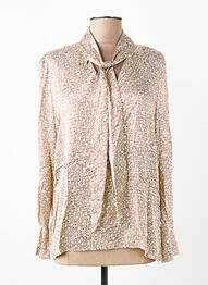 Blouse imprimé fantaisie manches longues beige SURKANA femme