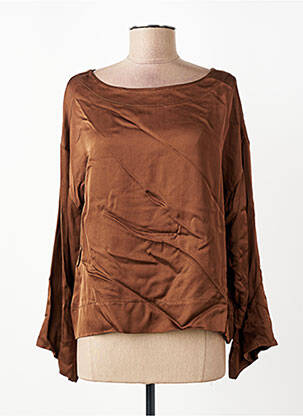 Top coupe fluide manches longues marron LA FEE MARABOUTEE femme