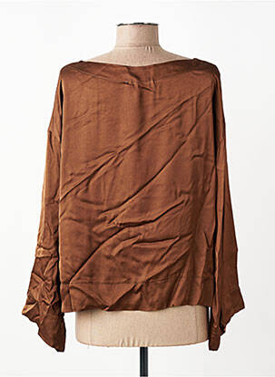 Top coupe fluide manches longues marron LA FEE MARABOUTEE femme