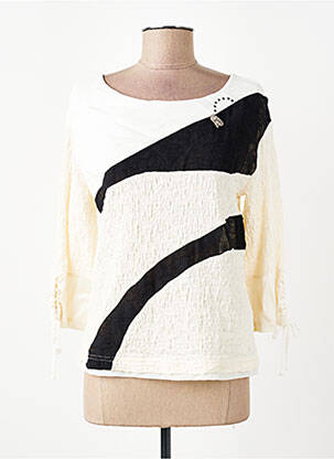 Top tissage crêpe manches longues beige ELISA CAVALETTI femme