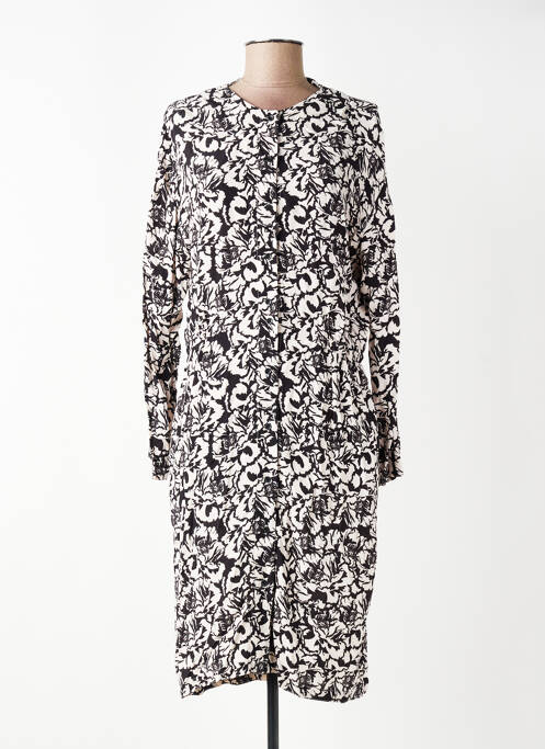 Robe mi-longue imprimé fleurs manches longues noir HARRIS WILSON femme