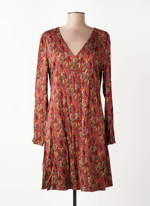 Robe mi-longue coupe fluide manches longues rouge SURKANA femme