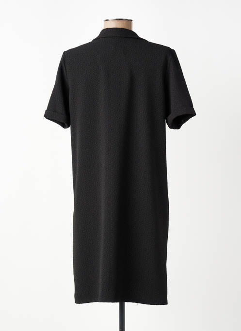 Robe mi-longue tissage crêpe manches courtes noir TODAY femme