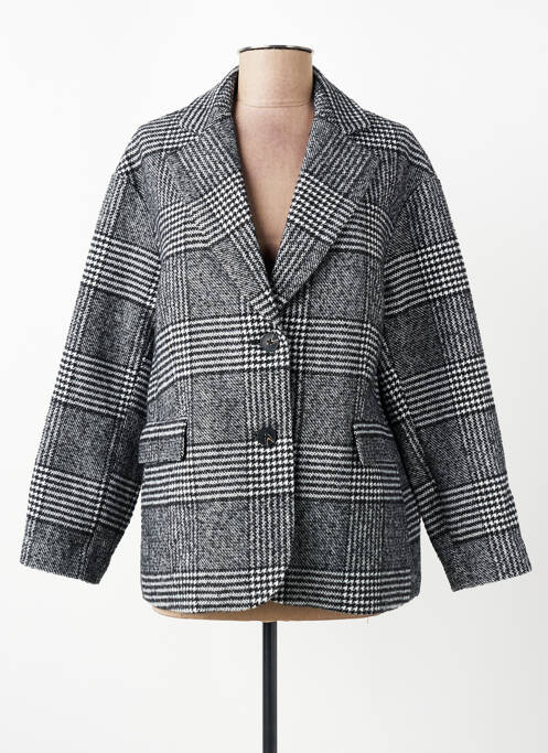 Manteau court coupe droite sans capuche noir BSB femme