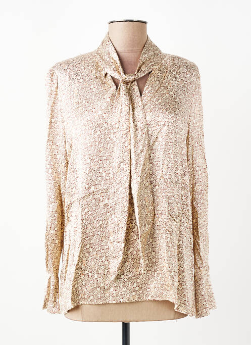 Blouse imprimé fantaisie manches longues beige SURKANA femme