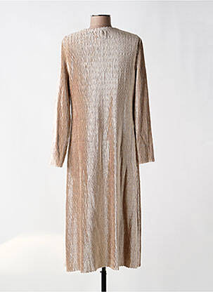 Robe mi-longue manches 3/4 manches 3/4 beige LEO & UGO femme
