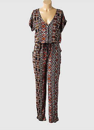 Combi-pantalon fermeture boutonnée sur le devant manches courtes marron LA FEE MARABOUTEE femme