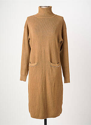 Robe pull stretch manches longues marron SARAH CHOLE femme