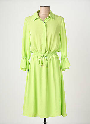 Robe mi-longue coupe fluide manches longues vert FRACOMINA femme