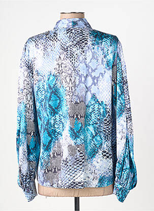 Blouse poignets boutonnés avec fente manches longues bleu SARAH CHOLE femme