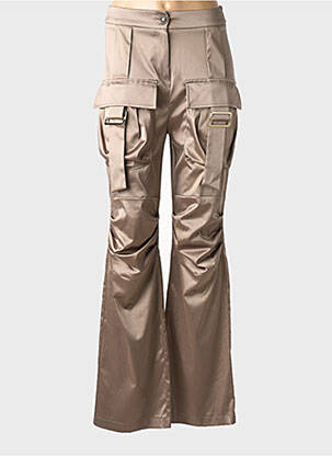 Pantalon cargo fermeture zippée sous rabat boutonné taille haute marron RELISH femme