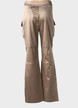 Pantalon cargo fermeture zippée sous rabat boutonné taille haute marron RELISH femme
