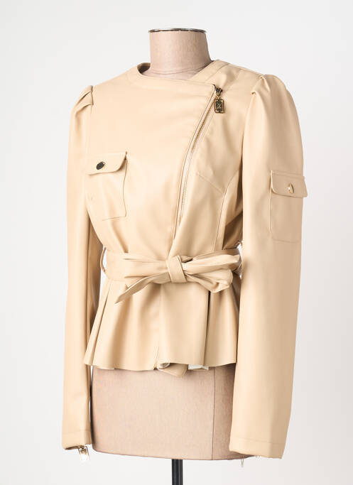 Veste simili cuir epaulette beige RELISH femme