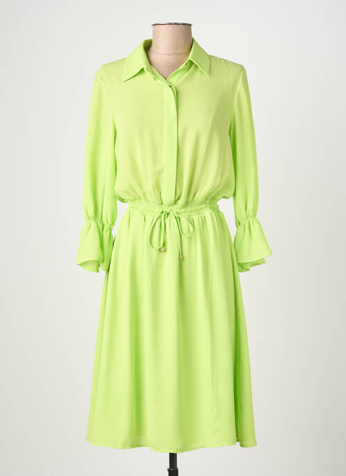 Robe mi-longue coupe fluide manches longues vert FRACOMINA femme