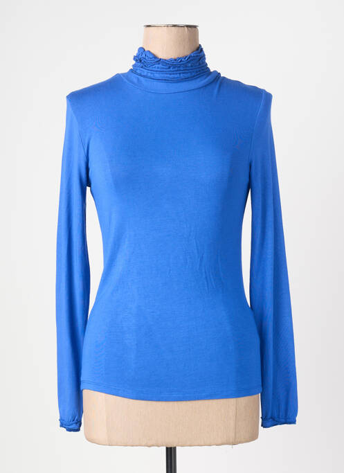Sous-pull stretch manches longues bleu FRACOMINA femme