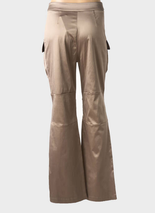Pantalon cargo fermeture zippée sous rabat boutonné taille haute marron RELISH femme