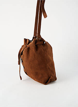 Sac coutures renforcées forme rectangulaire marron LA FEE MARABOUTEE femme