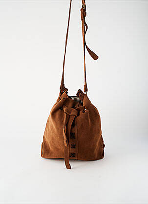 Sac coutures renforcées forme rectangulaire marron LA FEE MARABOUTEE femme