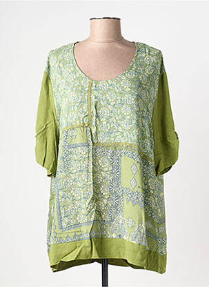 Tunique manches courtes tissage crêpe vert FRANCK ANNA femme