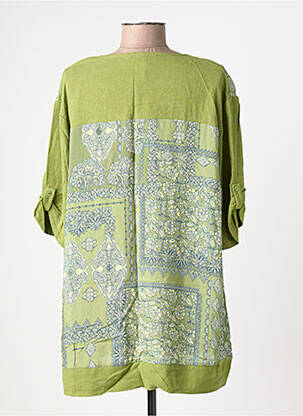 Tunique manches courtes tissage crêpe vert FRANCK ANNA femme