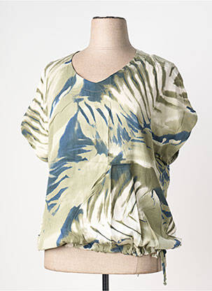Blouse tissage popeline manches courtes vert MONA LISA femme