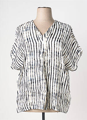 Blouse tissage crêpe manches courtes beige CISO femme