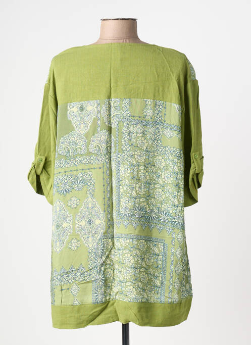 Tunique manches courtes tissage crêpe vert FRANCK ANNA femme