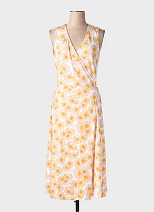 Robe longue imprimé fantaisie sans manche jaune MAJESTIC FILATURES femme
