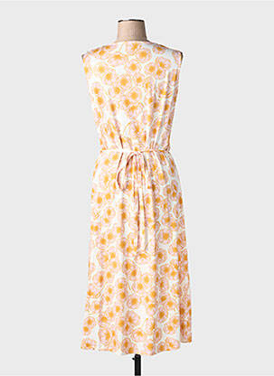 Robe longue imprimé fantaisie sans manche jaune MAJESTIC FILATURES femme
