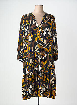 Robe mi-longue imprimé fantaisie manches longues noir BETTY BARCLAY femme