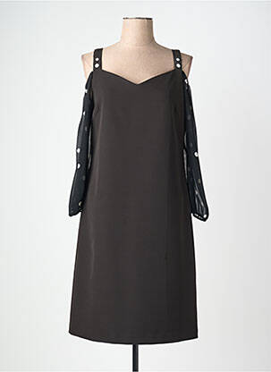 Robe mi-longue manches longues manches longues noir FUEGO WOMAN femme